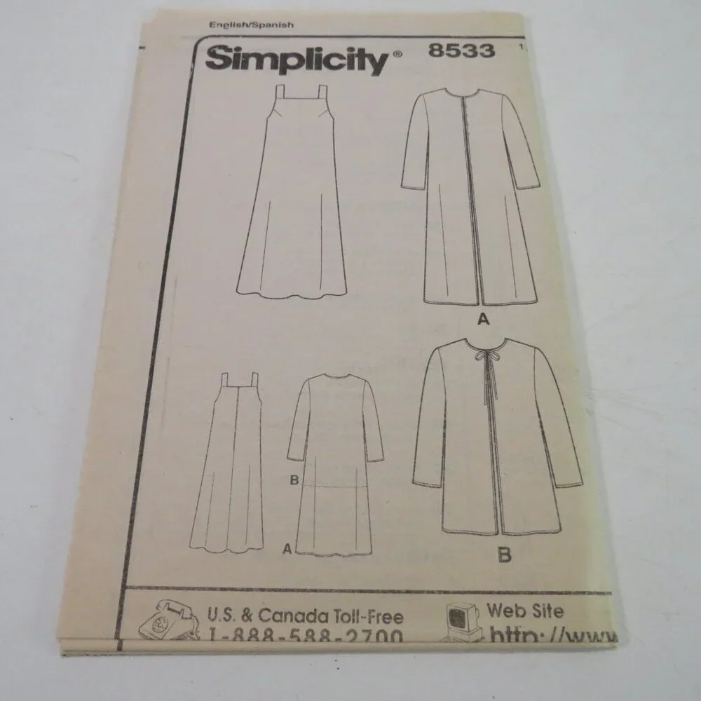 simplicity 8533 Mary Duffy sleeveless dress, jacket UNCUT sewing pattern